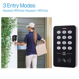LUCINE 1000 Users RFID Keypad, Door Lock Access Controller, Stand-alone Access Reader, 125KHz ID Door Opener, PIN Code, with Rainproof Cover and 10pcs Proximity Cards