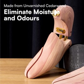 H&S Cedar Wood Shoe Trees (EU 45-46 / UK 10.5-12) for Width & Length Stretcher for Men and Women