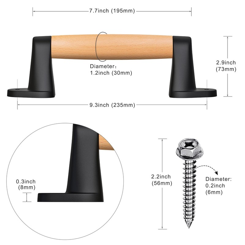 SELEWARE 9'' Barn Door Pull Handle Wood Handle for Fence