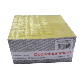 Wolf & Appenzeller 750102 Double Number Block, Numbered 1-1000, 10 Blocks Each with 100 Tears, Yellow