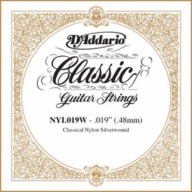 D'Addario .019 Silver Plated Copper Single String for Classical Guitar