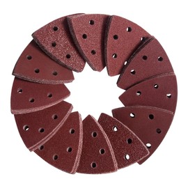 EETools 50Pcs P40 Grit Triangle Sanding Pads Hook and Loop Oscillating Sanding Pad 90mm 6 Holes Fit 3-1/2 Inches Oscillating Multi Tool Detail Sander Sandpaper Sanding Tool