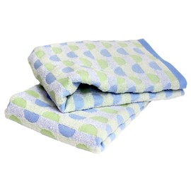 Imabari Towel, Certified Bath Towel, Hiorie, Geometric Jacquard Caribbean, Set of 2, Blue, Made in Japan, Imabari Brand, Quick Drying, 100% Cotton