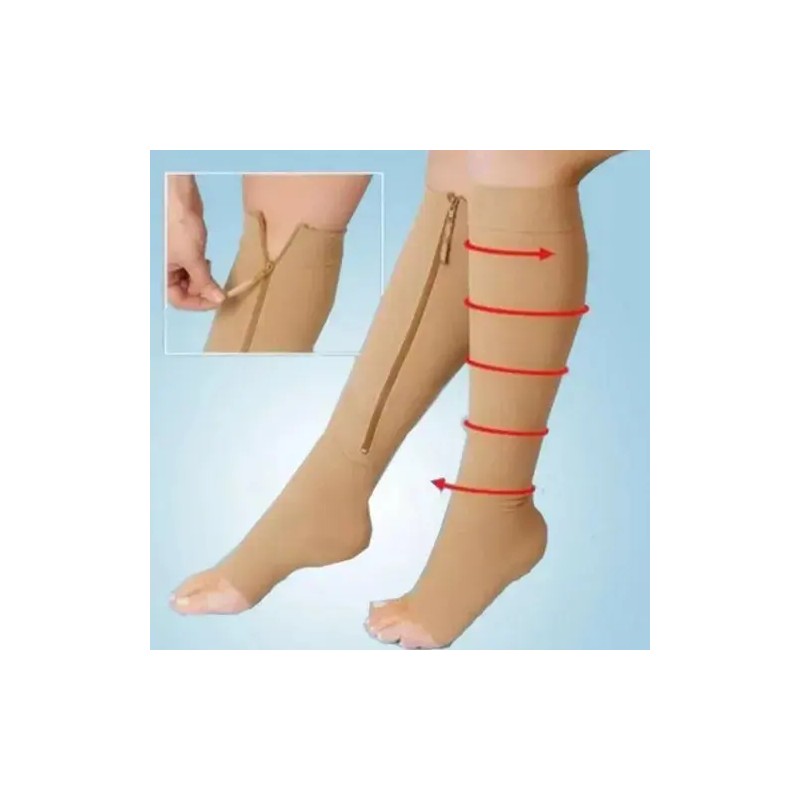 2pares Calcetas Compresión Medias Calcetines Cierre Zip Sox