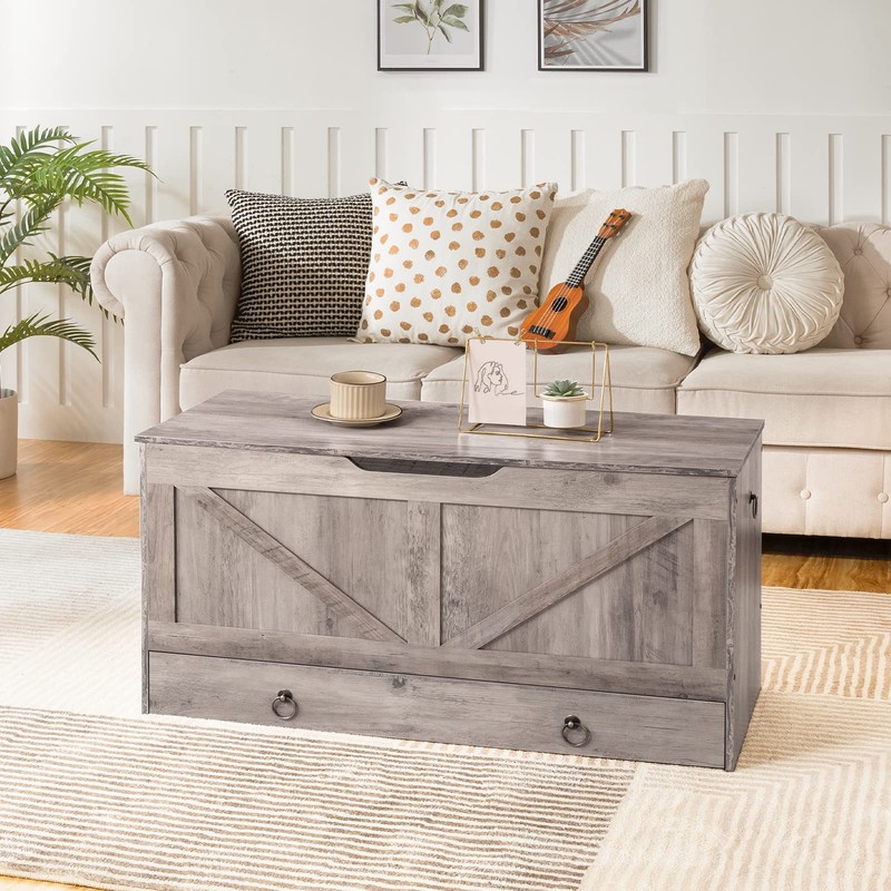 HOOBRO Storage Chest, 39.3" Toy Chest with Drawer, Wooden Storage