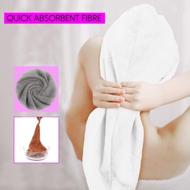 Hair Towel Wrap for Women Rapid Action and Highly Absorbent Head Turban with Loop and Button Fastener | Pack of 1 | 100% Cotton | 62 x 23 cm