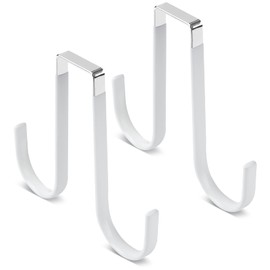 Double Sided Over The Door Hooks for Clothes. Over The Door Hanger Hook Set of Two. Towel Hanger for Bathroom, Wreath Hook, Coat Rack Hat Organizer or Plant Hooks for Ceiling 2 Pack