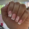 Medium Press on Nails Square Fake Nails White Frendh Tip