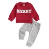 MAHUAOYIXI Toddler Boys Christmas Outfits Letter Embroidery Long Sleeve Crew