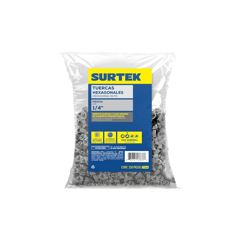 Surtek Tuercas hexagonales 1/4"