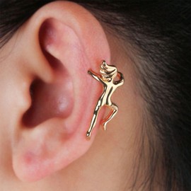 Allereya Climbing Man Ear Climbing Earrings Human Shape Clip Earring Helix Ear Clip Cartilage Earring Gold Man Ear Cuff Earrings Jewellery for Women and Girls, Zinc, No Gemstone