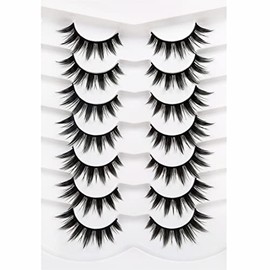 Pooplunch Pestañas Manga Pestañas Postizas Ojo de Muñeca Natural Anime Pestañas 8D Puntiformes Wispy Gruesas Faux Visk Tiras de Pestañas de Ojos...   