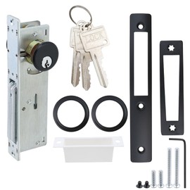 Storefront Door Lock 1-1/8" Backset, Commercial Mortise Lock, Double Brass Cylinder Deadbolt with Brass Keys for Sliding Door Aluminum Shop Doors