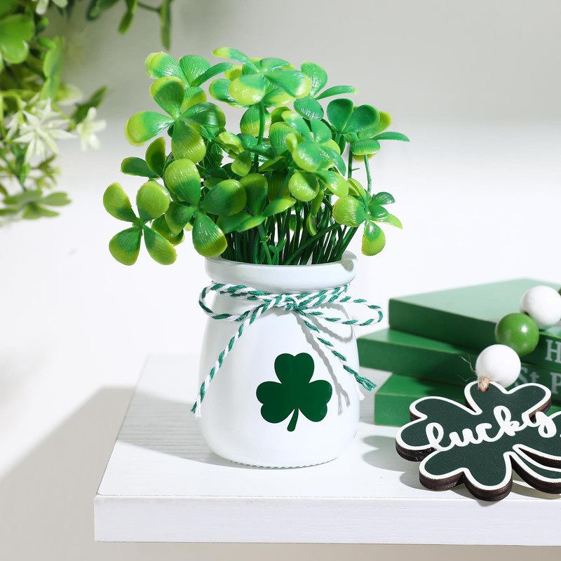 St Patricks Day Decorations-4pcs St.Patrick's Day Mini Jars with Artificial