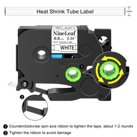 NineLeaf 3 Pack Compatible for Brother P-Touch 8.8mm Heat Shrink Tube HSe221 HSe-221 Label Tape Black on White Cassette for PT-E300 E300VP E500 E550WVP P750WVP H300 Label Maker use in Cables Wires