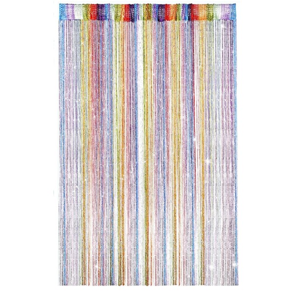 YKKJ 100 x 200 cm String Curtain for Doors, Curtain with Fringes, to Use as a Room Divider or as a Home Decoration (Multi-Colour)