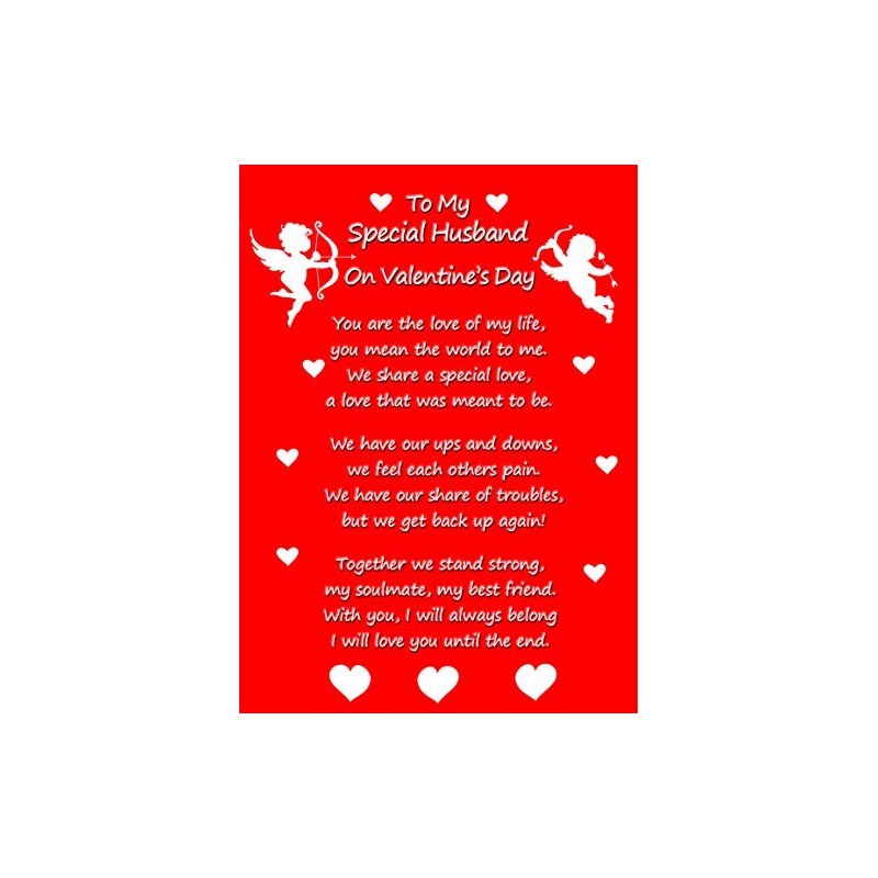 Valentines Day 'Special Husband' Verse Poem Greeting Card