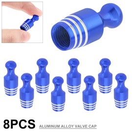 Windance 8pcs/Pack Aluminum Alloy Tire Valve Stem Cap, Bowling Shape Anti-Rust Tire Valve Caps for Cars Motorcycles (Blue)