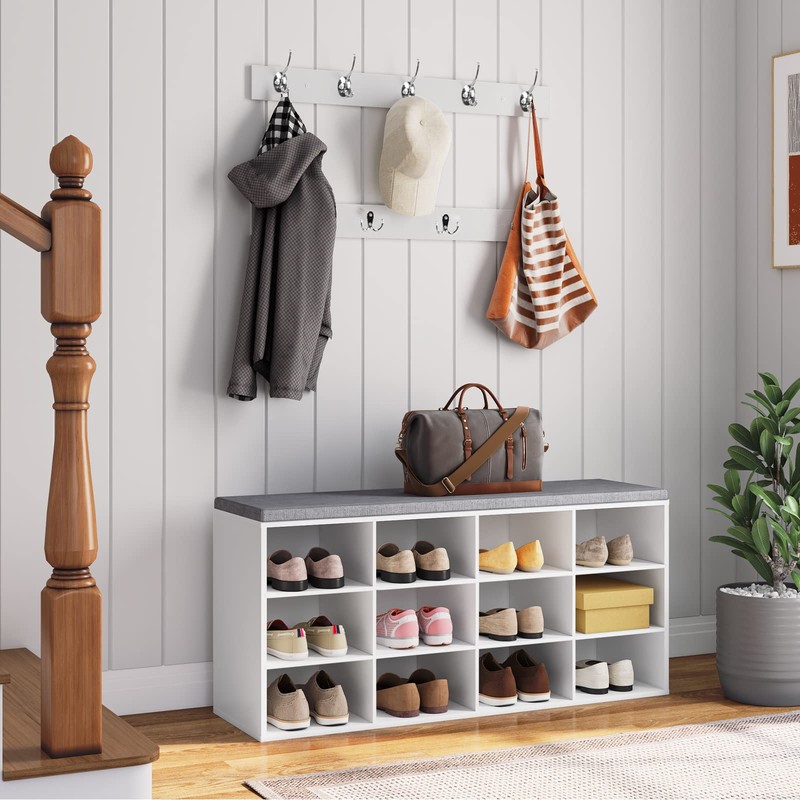 HOOBRO Shoe Storage Bench with Cushion, 39.4" L Entryway Bench