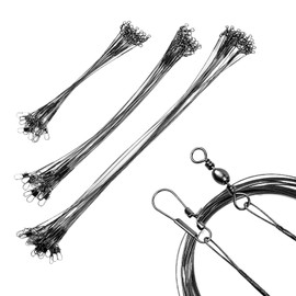 Steel Leaders, Steel Leader Pike, Fishing Wire Leaders, Nylon Coated Fishing Line, Leaders with Swivels and Press Studs, 72 Pieces 15/20/25 cm Each 24 Pieces for Predatory Fish, Hidden Main Line