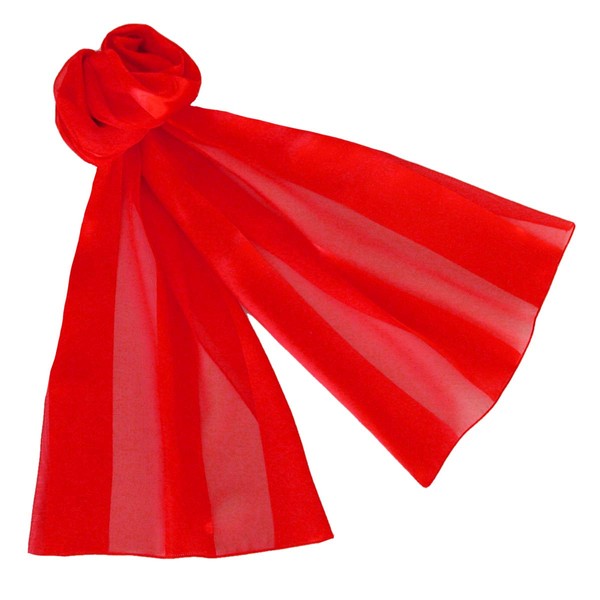 Bufanda larga de gasa de satén sólido ligera y sedosa, más de 35 colores, Rojo 5, Medium