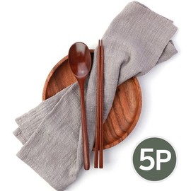 Nature Wood Cutlery Set for 5 / Lacquered Wooden Spoons and Chopsticks / 네이처 우드 수저세트 5인  옻칠 나무 숟가락 젓가락