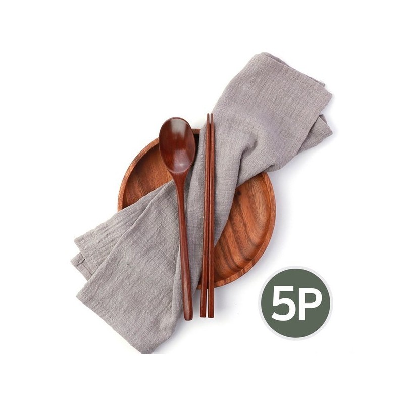 Nature Wood Cutlery Set for 5 / Lacquered Wooden Spoons