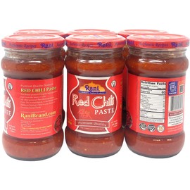 Rani Red Chilli Cooking Paste 10.58oz (300g) Glass Jar, Pack of 5+1 FREE ~ Vegan | Gluten Free | NON-GMO | No Colors | Indian Origin
