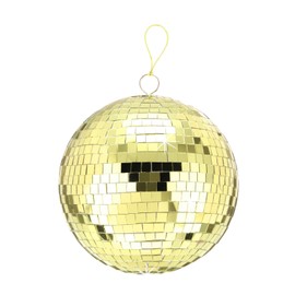 MECCANIXITY Disco Ball Mirror Ball 8 Inch Hanging Disco Balls with Hanging Ring and Rope for Party Dance Wedding Stage Festival Christmas Club Home Decoration, Gold