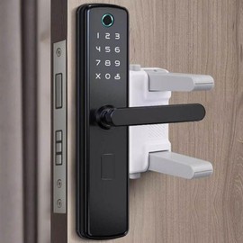 Secure Door Handle Lock, Double Door Bolt & Safety Latch Keeper White (Gray)/One Size