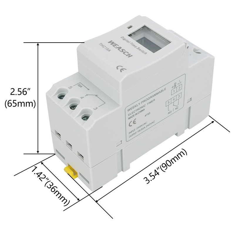 Weasch Timer Switch, THC15A, DC/AC 24V 16Amp, Digital LCD Power