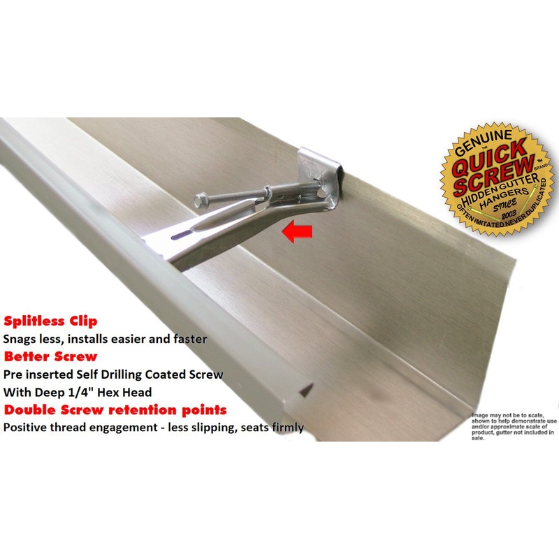 Quick Screw 5" 100 Pack Premium Hidden Rain Gutter Bracket