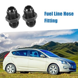 A ABSOPRO AN8 to AN8 Male Hose Fitting Adapter Aluminum Alloy Black (Set of 2)