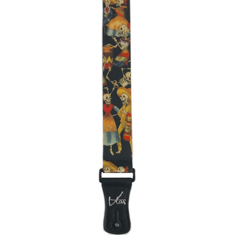 Vtar Vegan UK Made Dancing Skeletons Guitar Strap