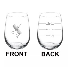 MIP Stemless Wine Glass 17oz 2 Sided Hairdresser Stylist Good Bad Day Fill Lines
