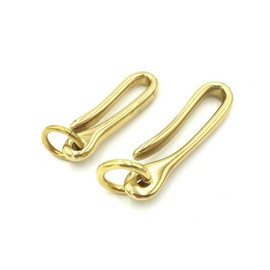 2 Pieces Durable Brass Fishhook Keychain, Solid Brass Hook Fob Clip for Key Chain Wallet Chain Accessory