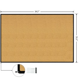 JILoffice Cork Board Bulletin Board 60 x 36 Notice Board, Black Aluminum Frame Wall Mounted Board for Office Home and School with 10 Push Pins