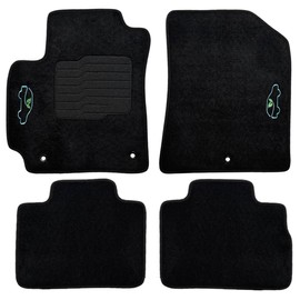 ecoMats Carpet Floor Mats Custom Fit for 2020 to 2024 Kia Soul with Non-Slip Heel Pad and Safety Locks - Front and Rear - Black