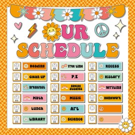 Groovy Daily Schedule Bulletin Board Scheduling Classroom Bulletin Board Decorations Daily School Schedule Paper Cutouts Classroom Must Haves for Class Office Home Chalkboard Wall Door Supplies