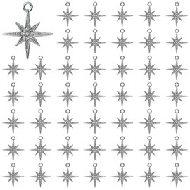 COGCHARGER 50Pcs Small Star Charms Platinum Plated Alloy Rhinestone Bulk Pendants for Jewelry Making Earring Necklace Bracelet