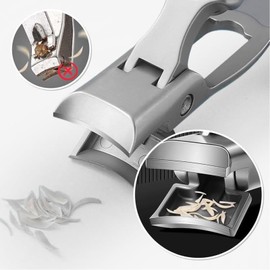 German Nail Clippers, Portable Ultra Sharp Stainless Nail Clippers with File, Large Wide Jaw Opening Nail Clippers with Catcher, No Splash Toe Nail Clipper for Men Women Christmas Day (Silver)
