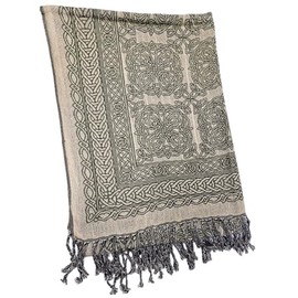 Gaelsong Celtic Knot Scarf for Women, Dark Green Radiant Color, Celtic Knot Design, Made in Ireland