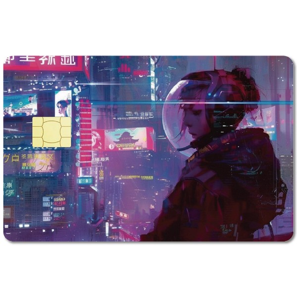 CREATCABIN 4Pcs Debit Card Sticker Credit Card Skin Cyberpunk Personalizing