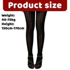 Women's Costume Stockings, Black Pattern, Dance Tights with Lace Design for Oktoberfest, Carnival, Costume Tights with Cable Pattern, Comfortable and Elastic, Pack of 2