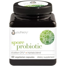 Youtheory Spore Probiotic Advanced 60 Vegetarian Capsules (1 Bottle), No Refrigeration Required