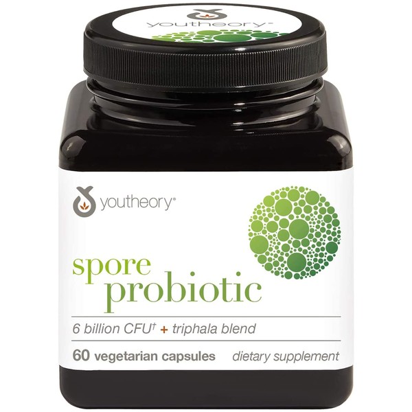 Youtheory Spore Probiotic Advanced 60 Vegetarian Capsules (1 Bottle), No Refrigeration Required