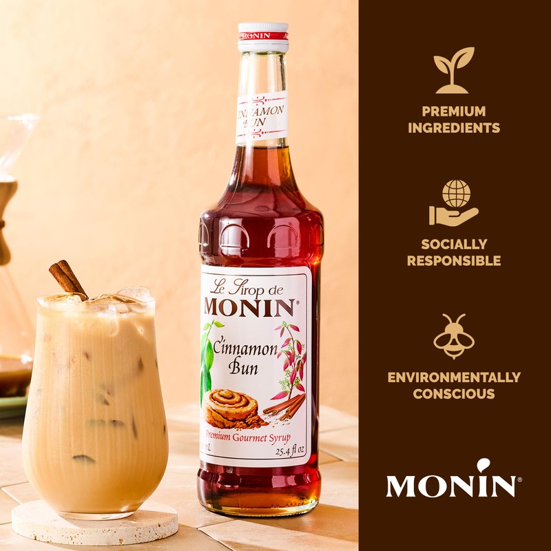Monin - Cinnamon Bun Syrup | Premium Syrup for Cocktails,