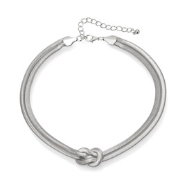 Ever Faith Silver Choker Necklace Adjustable Snake Chain Knot Necklace Hip Hop Jewelry Gifts for Women Girls