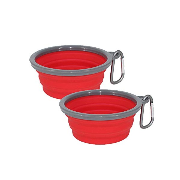 Collapsible Portable Silicone Big Dog Bowls,2 Pack,34 oz/Each Bowl,Silicone Basic