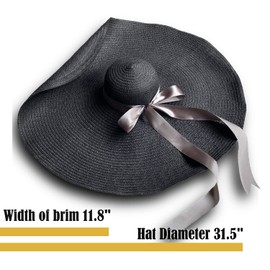 KEYDUACU Oversized Women's Beach hat, 31.5 inch (80cm) Wide Brim Foldable Beach Sunscreen Travel Summer hat (Black-80cm)